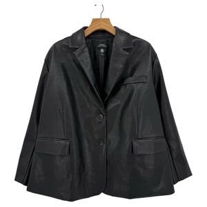 Urban Outfitters Jules Fuax Leather Oversized Blazer Jacket in Black Size S